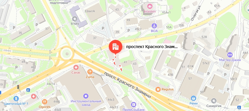 Адрес - Владивосток, просп. Красного Знамени, 39